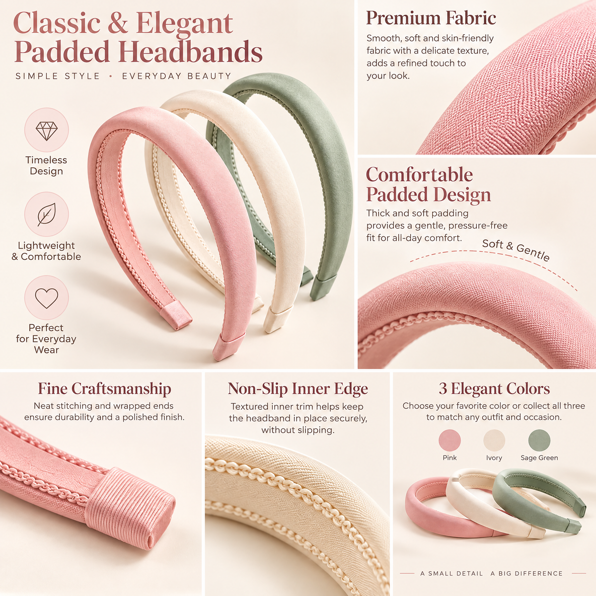 Velnarien™ Soft Padded Classic Headband Set