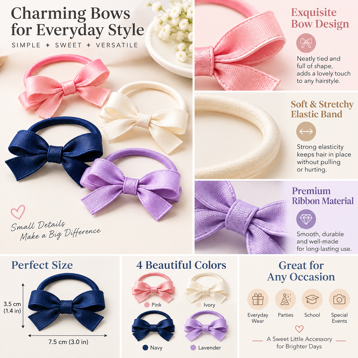 Velnarien™ Satin Bow Ponytail Holder Set