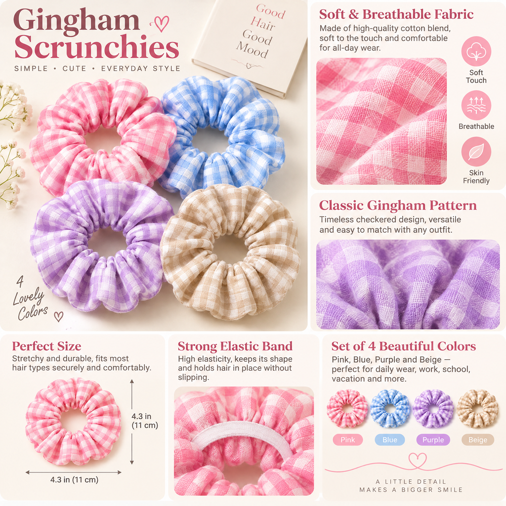 Velnarien™ Gingham Scrunchie Set