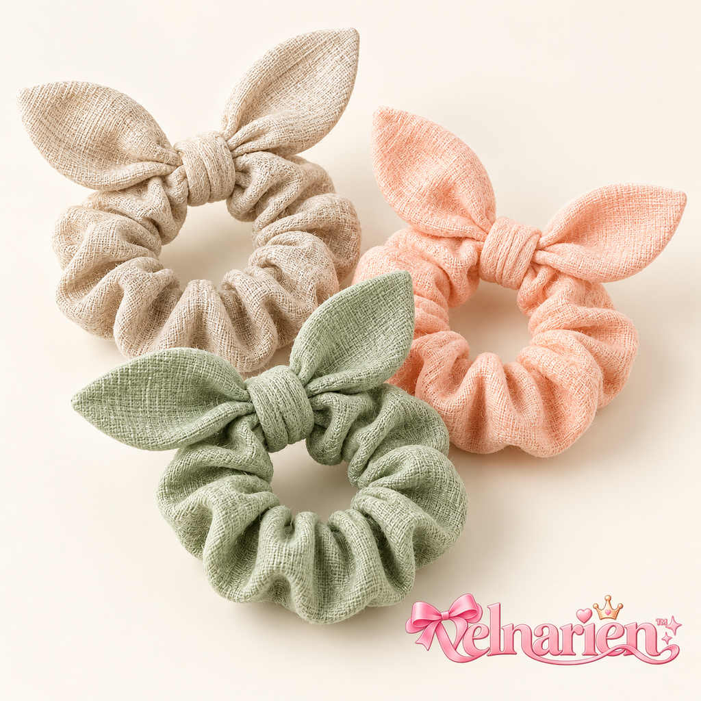 Velnarien™ Bunny Ear Bow Scrunchie Set