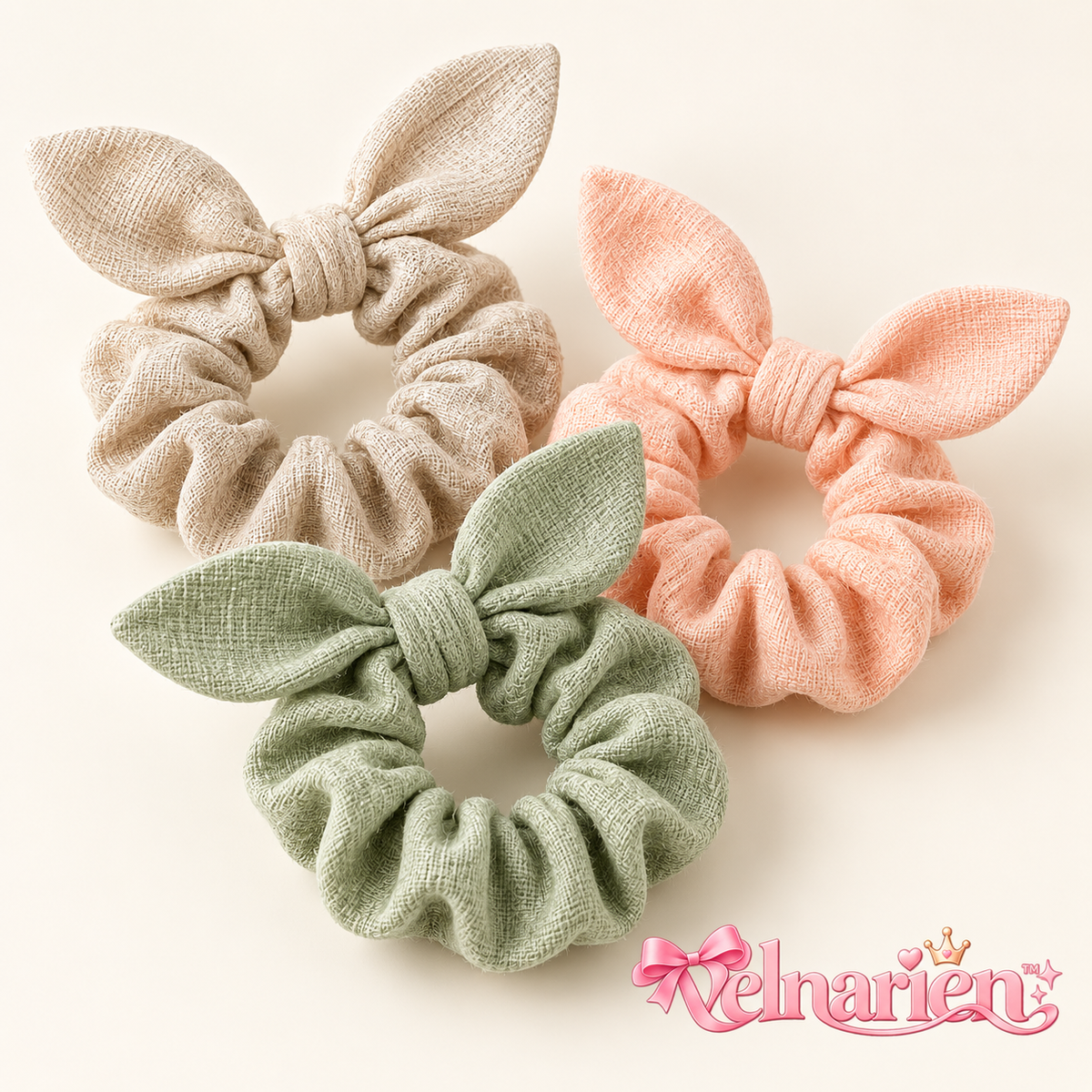 Velnarien™ Bunny Ear Bow Scrunchie Set
