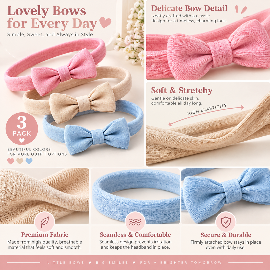 Velnarien™ Soft Bow Headband Trio