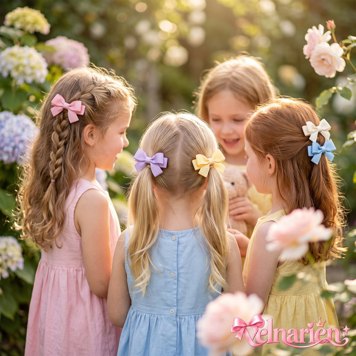 Velnarien™ Pastel Grosgrain Bow Hair Clip Set