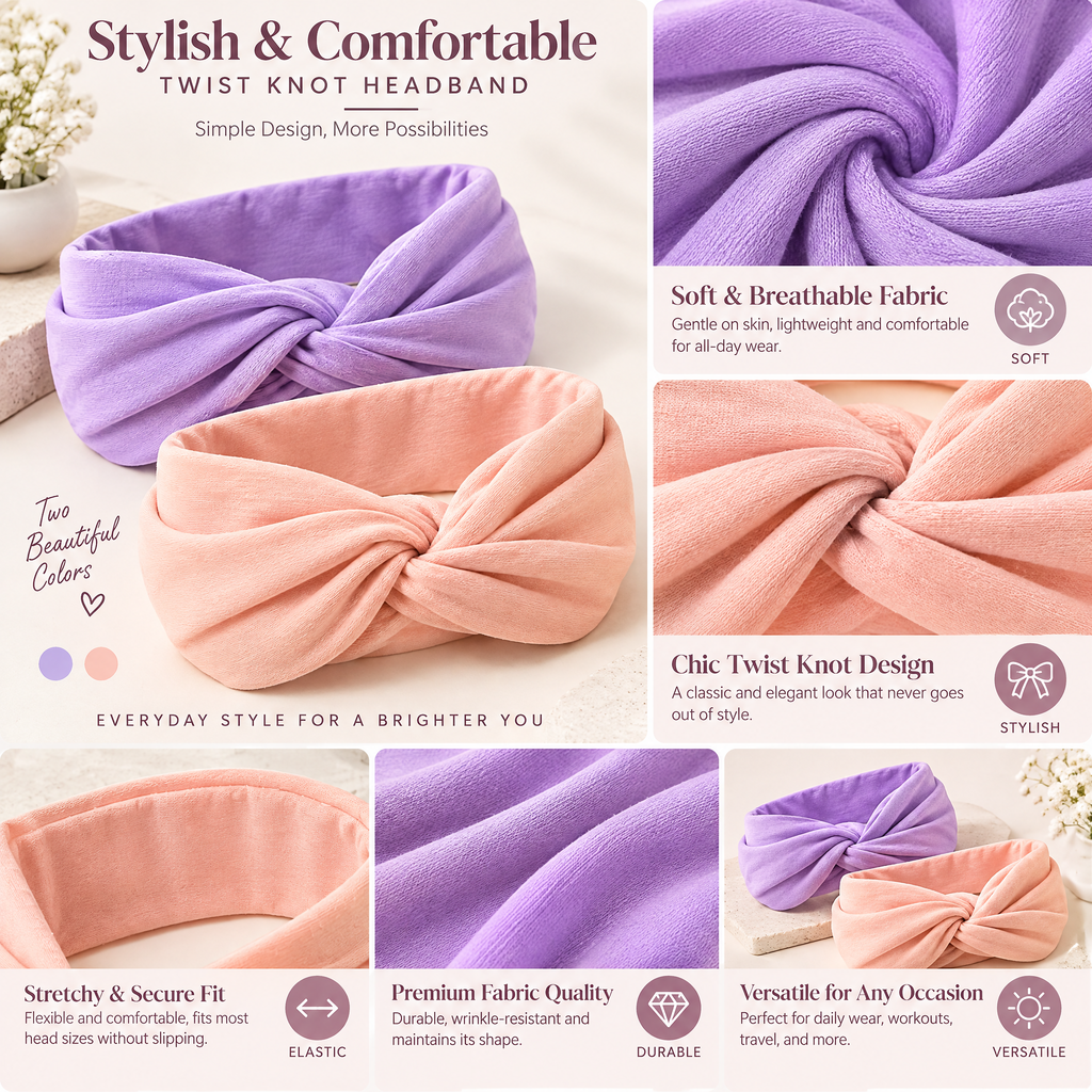 Velnarien™ Soft Twist Front Headband Duo