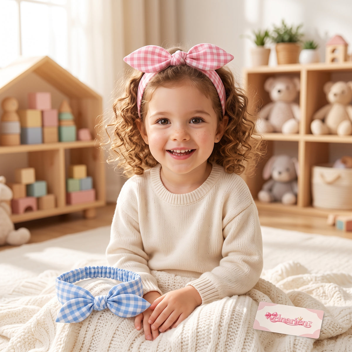 Velnarien™ Gingham Bow Headband Duo