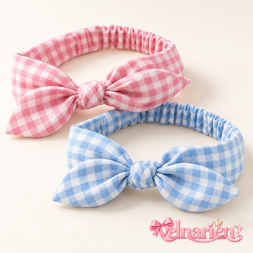 Velnarien™ Gingham Bow Headband Duo