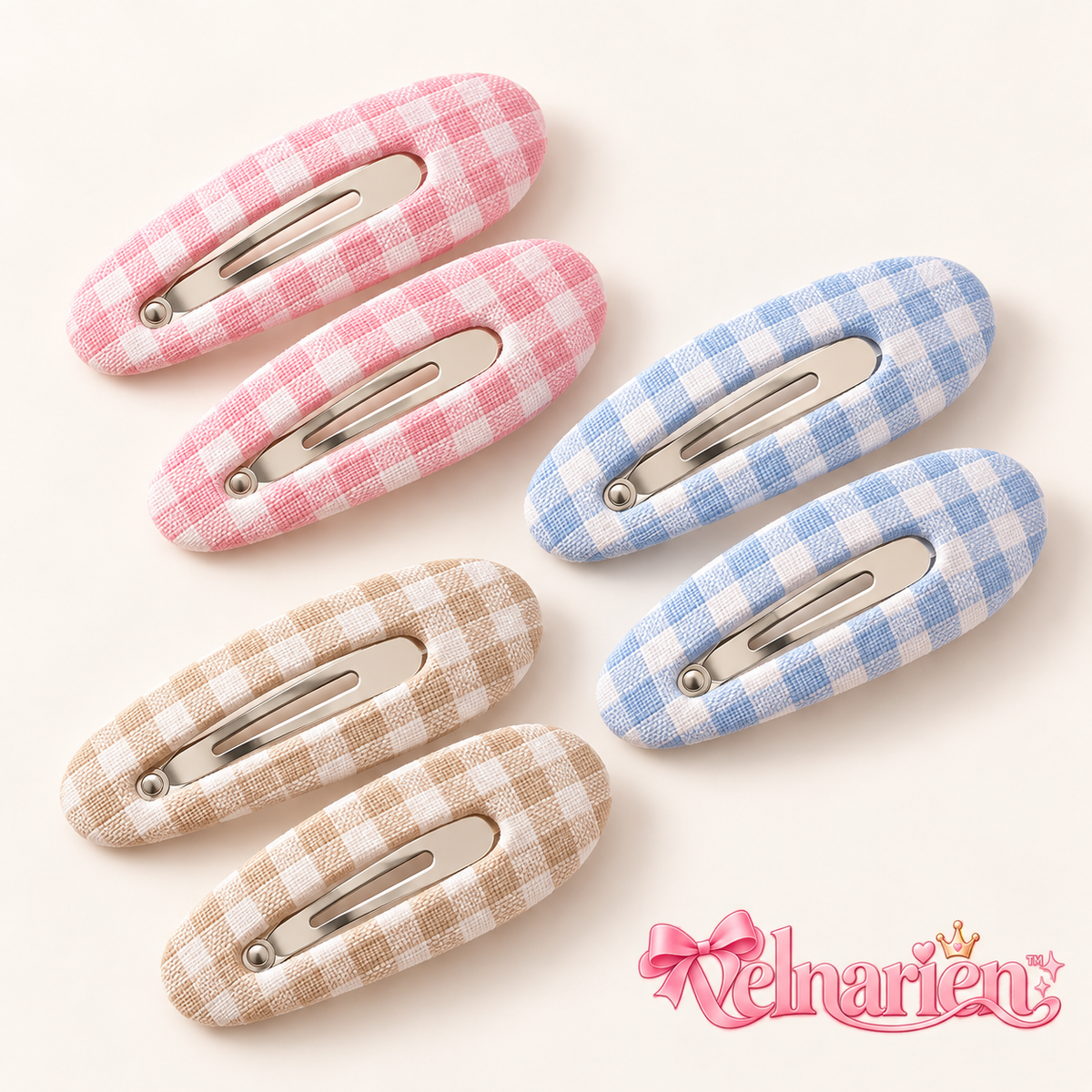 Velnarien™ Gingham Fabric Snap Clip Set