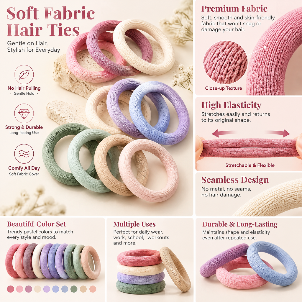 Velnarien™ Soft Fabric Hair Tie Multi-Pack